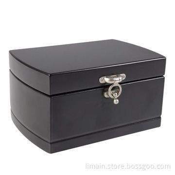 MDF Jewelry Box with Mirror-backed Lid, Available in Black Color